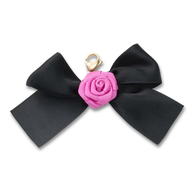 Pingente de Roseta Com Laço Preto