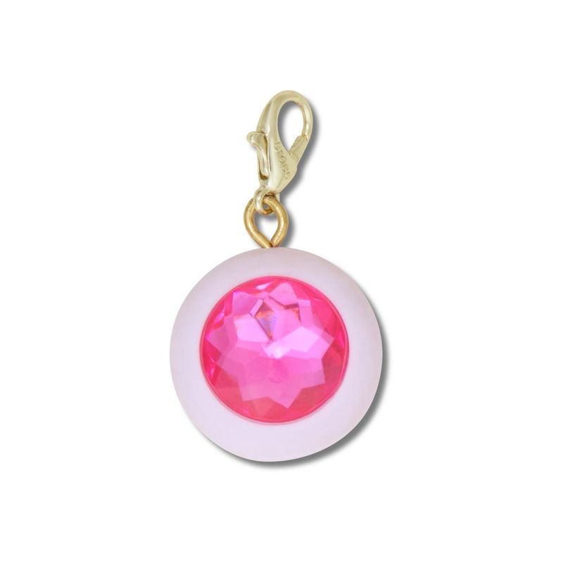 Pingente de Círculo Com Gema Rosa