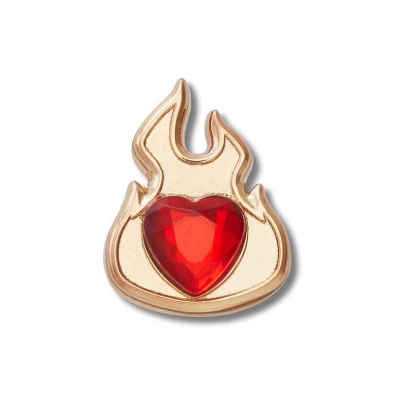 Jibbitz™ Chama de Ouro com Coração de Rubi UNICO - imagem 1