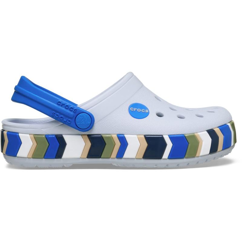 Sandália Crocs Crocband Chevron Band Clog Infantil STEEL/BLUE BLAZE