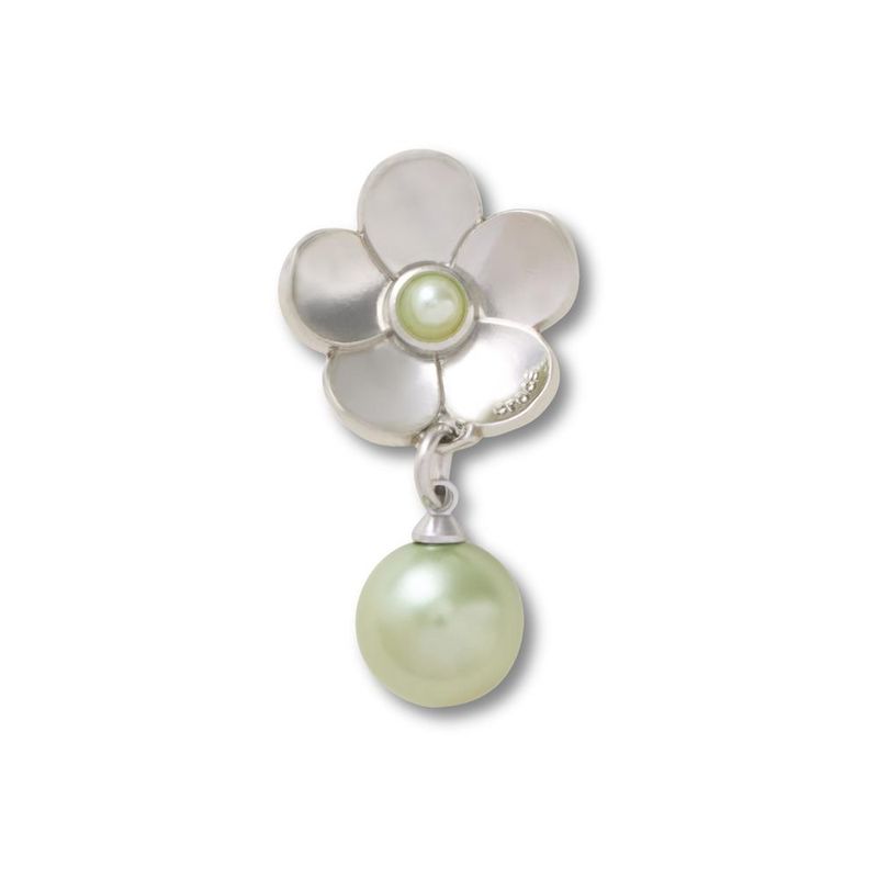 Jibbitz™ Pingente de Pérola Com Flor de Prata UNICO