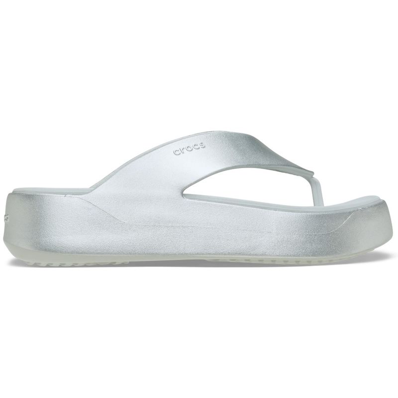 Sandália Crocs Getaway Metallic Platform Flip SILVER