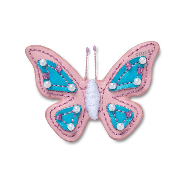 Jibbitz™ Borboleta Rosa de Couro Sintético UNICO