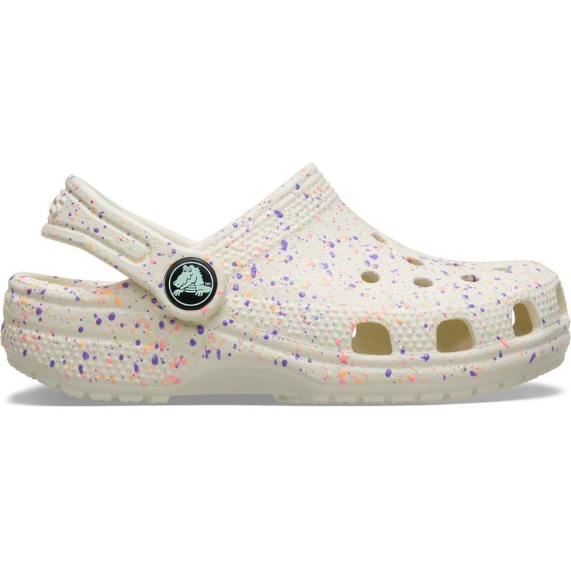 Sandália Crocs Classic Glow Paint Splatter Clog Juvenil SUMMIT WHITE/MULTI