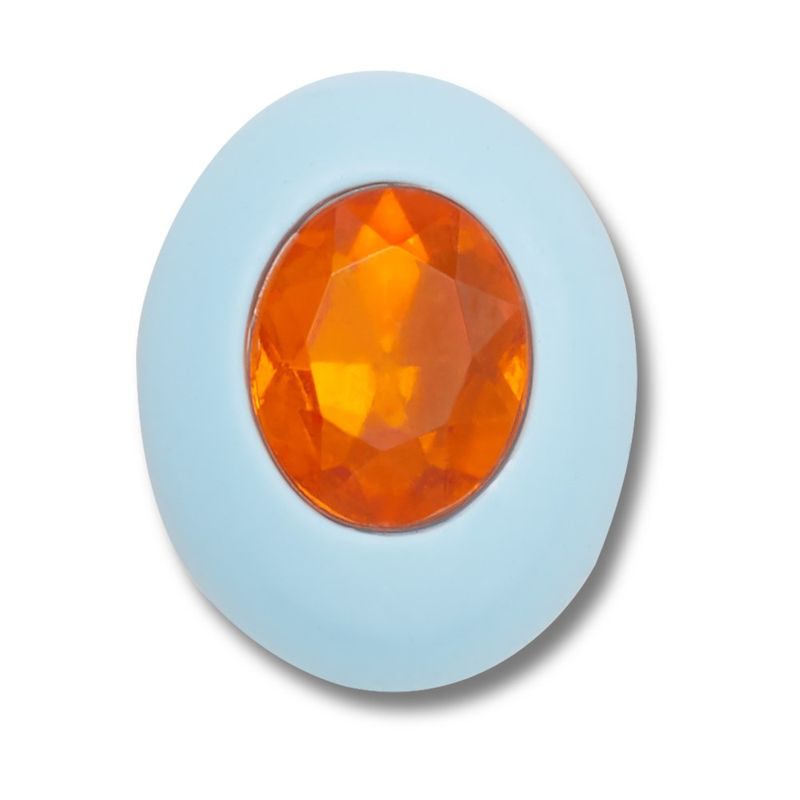 Jibbitz™ Oval Azul com Pedra Laranja UNICO