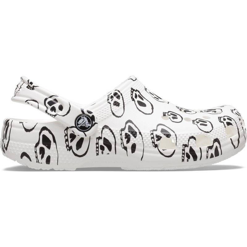 Sandália Crocs Classic Skull Print Clog Juvenil WHITE/BLACK