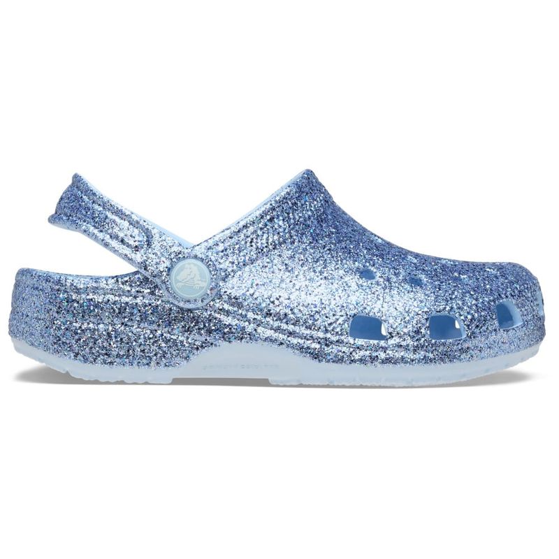 Sandália Crocs Classic Chunky Glitter Clog Infantil BLUE FROST