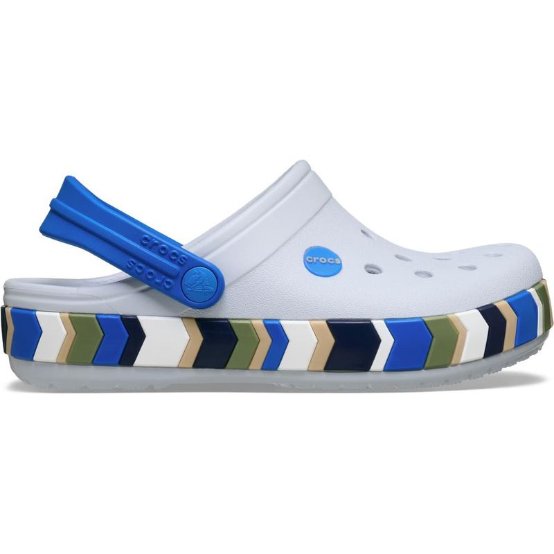 Sandália Crocs Crocband Chevron Band Clog Juvenil STEEL/BLUE BLAZE