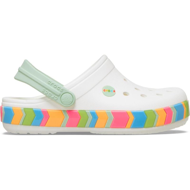 Sandália Crocs Crocband Chevron Band Clog Juvenil WHITE/MULTI