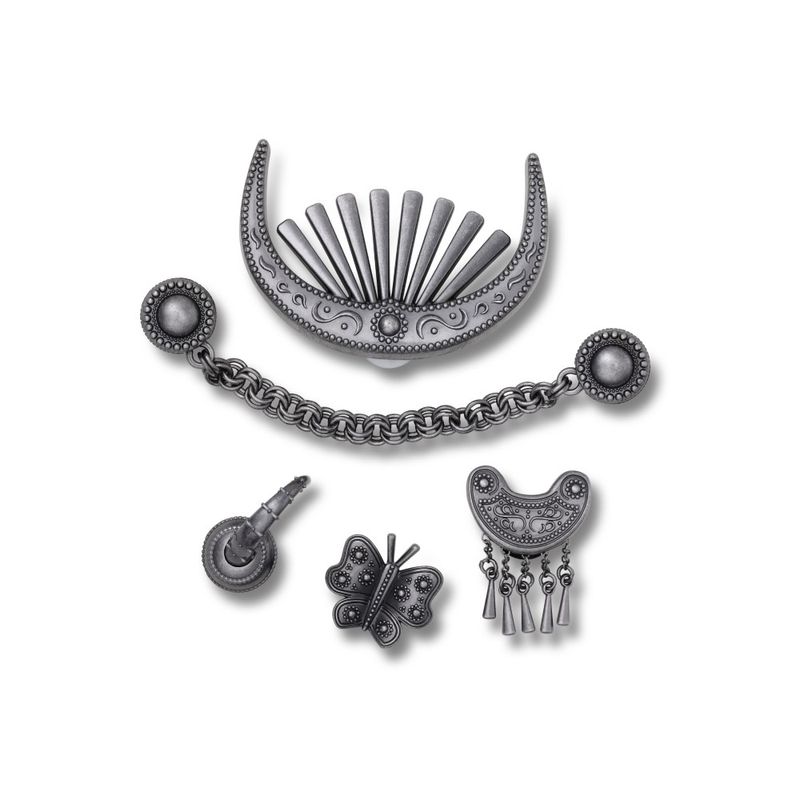 Jibbitz™ Mistura de Metal Prata Pack Com 5 Peças UNICO