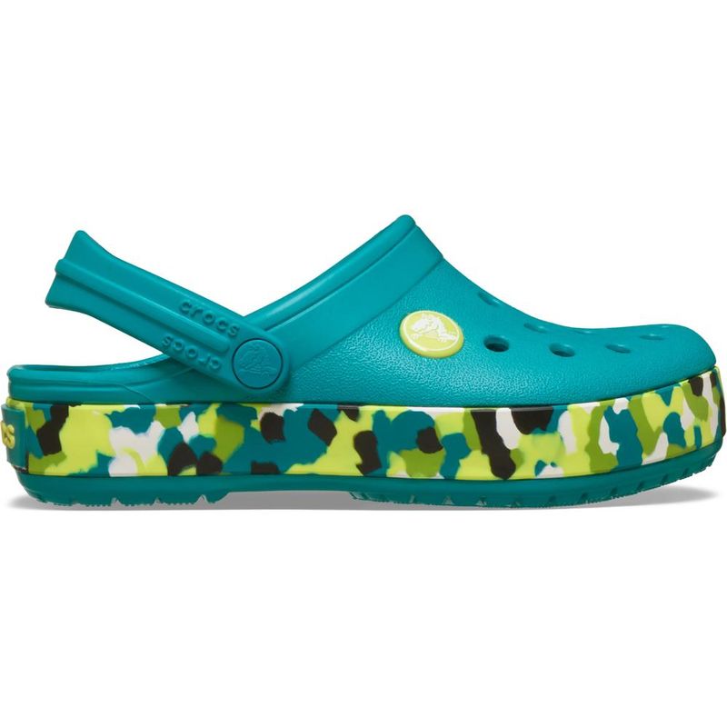 Sandália Crocs Crocband Glow Confetti Band Clog Infantil TURBO TEAL/MULTI