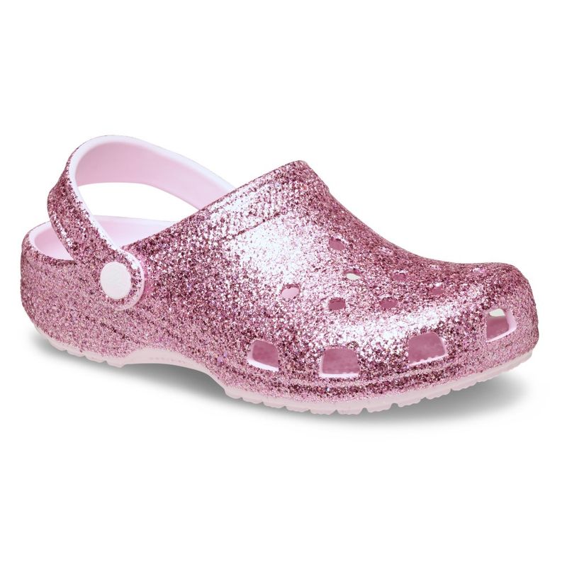 Sandália Crocs Classic Chunky Glitter Clog Infantil PINK MILK