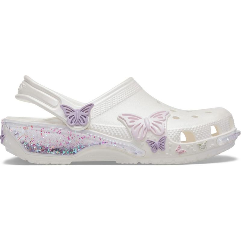 Sandália Crocs Classic Butterfly Sparkle Shaker Clog Infantil WHITE