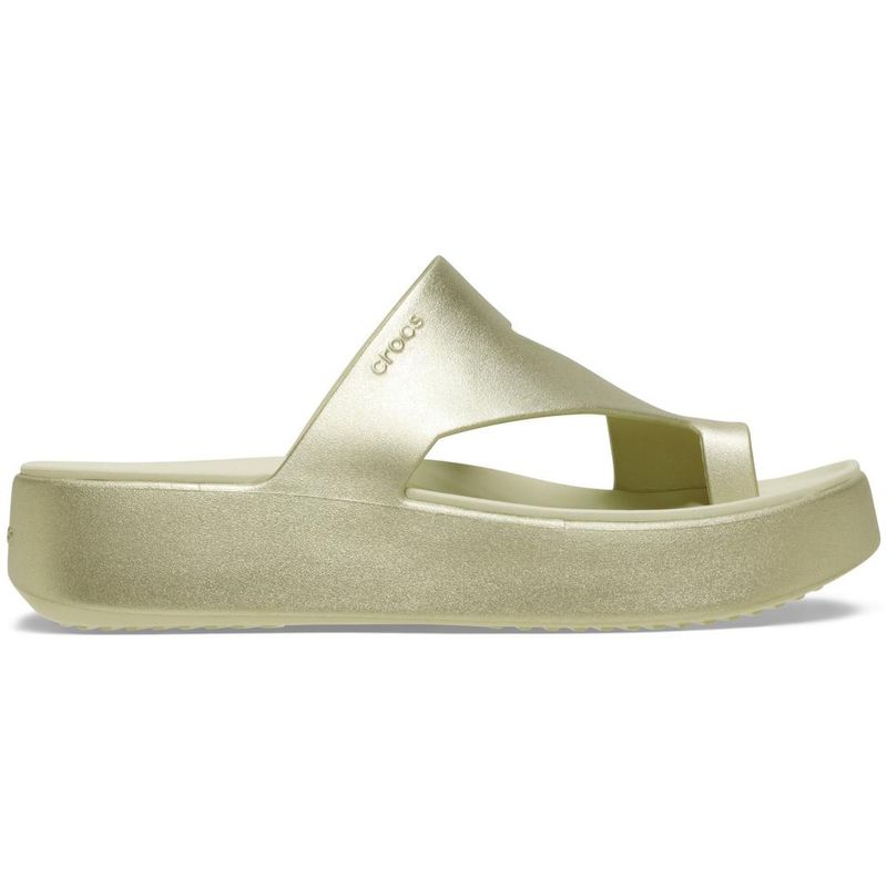 Sandália Crocs Getaway Metallic Platform Toe Loop Sandal CHAMPAGNE METALLIC