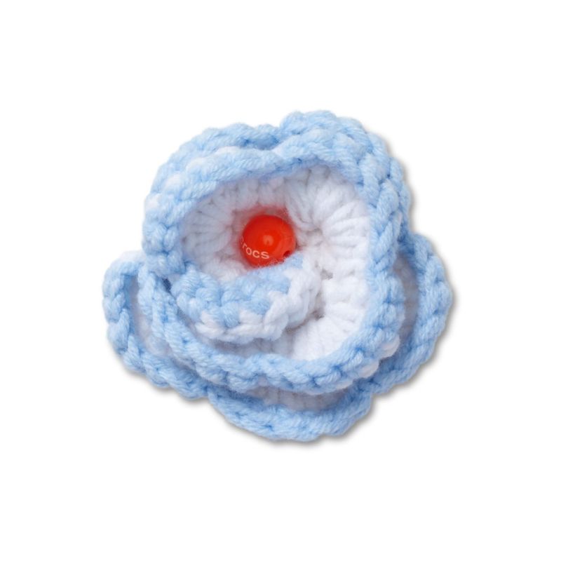 Jibbitz™ Flor de Crochê Azul e Branca UNICO - imagem 1